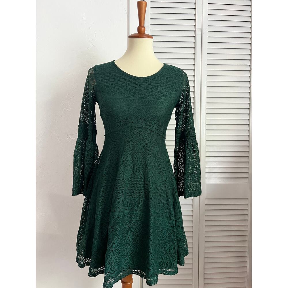 My Michelle Green Fit & Flare Dress Women’s XS Keyhole Back
